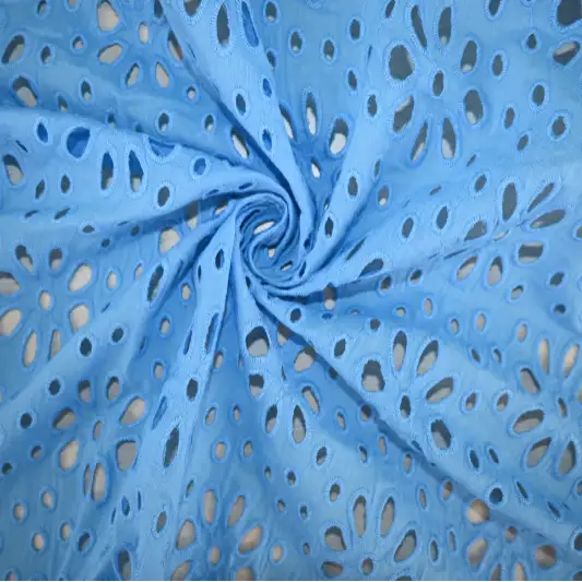 India Fabric for Blouse,Skirt,Dresses (Cardigan Open)  Schiffli Synthetic Woven Fabric Cotton Blue color buy from India wholesaler bulk order at wholesale price free worldwide shipping Alibaba