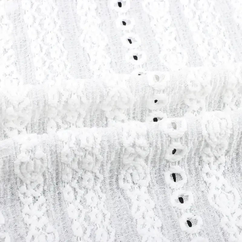China Fabric for Skirt Jacquard Knit Fabric Polyester Spandex White color buy from China wholesaler bulk order at wholesale price free worldwide shipping Alibaba