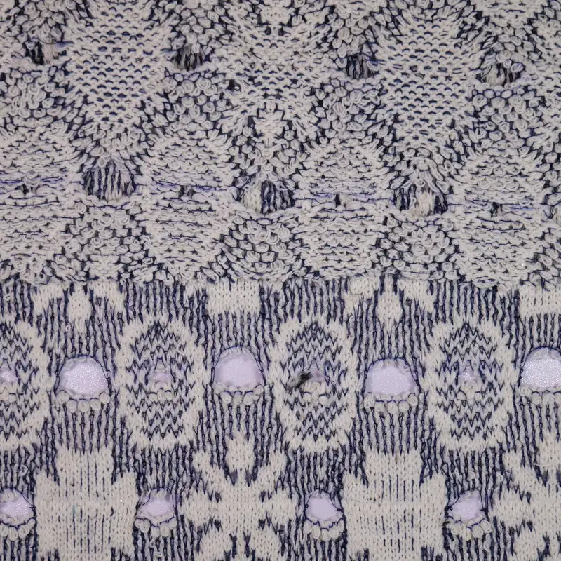 China Fabric for Open Cardigan ,Round Neck Pullover  Jacquard Knit Fabric Polyester Cotton Spandex Gray color buy from China wholesaler bulk order at wholesale price free worldwide shipping Alibaba