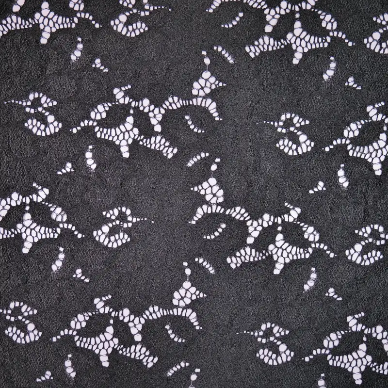 China Fabric for Blouse,Crop Top,Skirt Lace Knit Fabric Nylon Spandex Black color buy from China wholesaler bulk order at wholesale price free worldwide shipping Alibaba