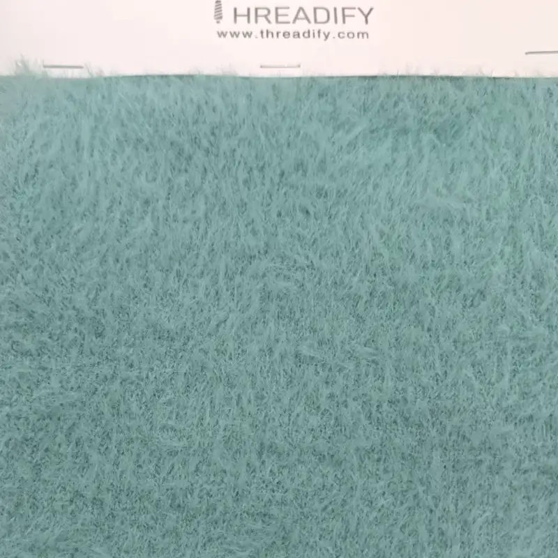 China Yarn for Round Neck Pullover (Sweater),Crew Neck Pullover (Sweater),Crop Top Pullover (Sweater),Hoodie  (Sweater),Dresses (Cardigan Open) (Sweater),Dresses (Cardigan Button) (Sweater),Dresses (Pullover) (Sweater) Feather Yarn Fancy Yarn Recycled Polyester Tiffany BIue color buy from China wholesaler bulk order at wholesale price free worldwide shipping Alibaba