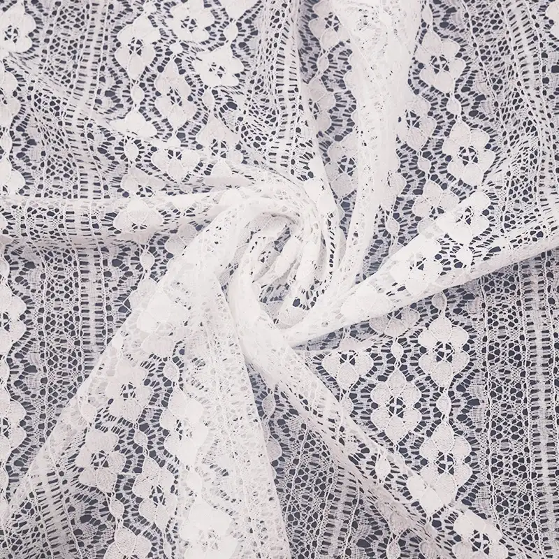 China Fabric for Blouse,Shirt Half Sleeve Button ,Dresses (Cardigan Open) ,Skirt  Lace Knit Fabric Nylon Spandex white color buy from China wholesaler bulk order at wholesale price free worldwide shipping Alibaba