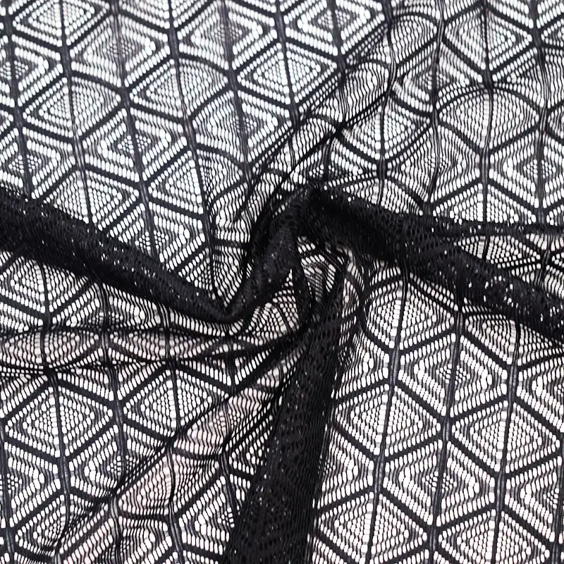 China Fabric for Blouse,Skirt,Shirt Long Sleeve Zipper ,Dresses (Cardigan Button) ,Skirt  Lace Knit Fabric Nylon Spandex black color buy from China wholesaler bulk order at wholesale price free worldwide shipping Alibaba