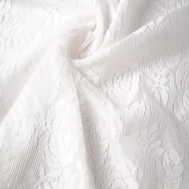 China Fabric for Blouse,Shirt Long Sleeve Button ,Dresses (Cardigan Button) ,Skirt  Lace Knit Fabric Nylon Spandex white color buy from China wholesaler bulk order at wholesale price free worldwide shipping Alibaba