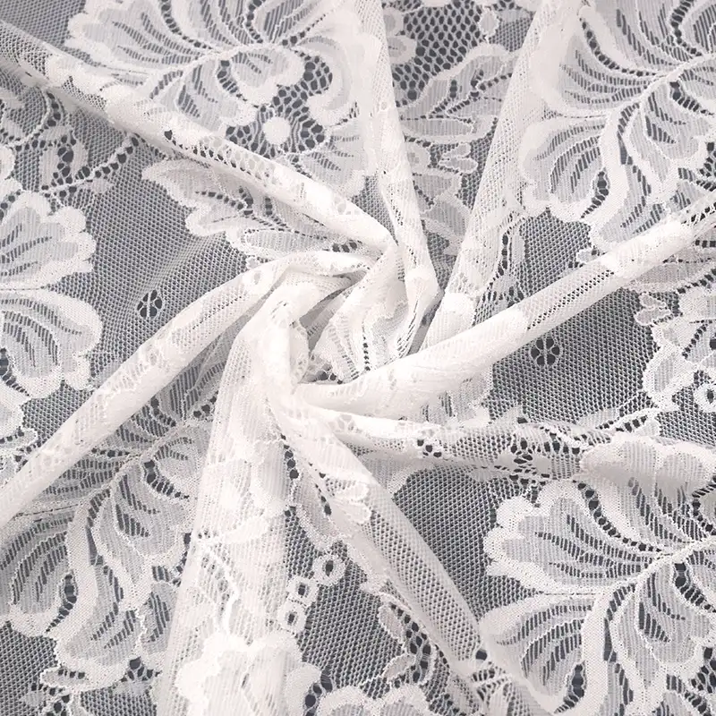 China Fabric for Blouse,Shirt Long Sleeve Button ,Dresses (Cardigan Button) ,Skirt  Lace Knit Fabric Nylon Spandex white color buy from China wholesaler bulk order at wholesale price free worldwide shipping Alibaba