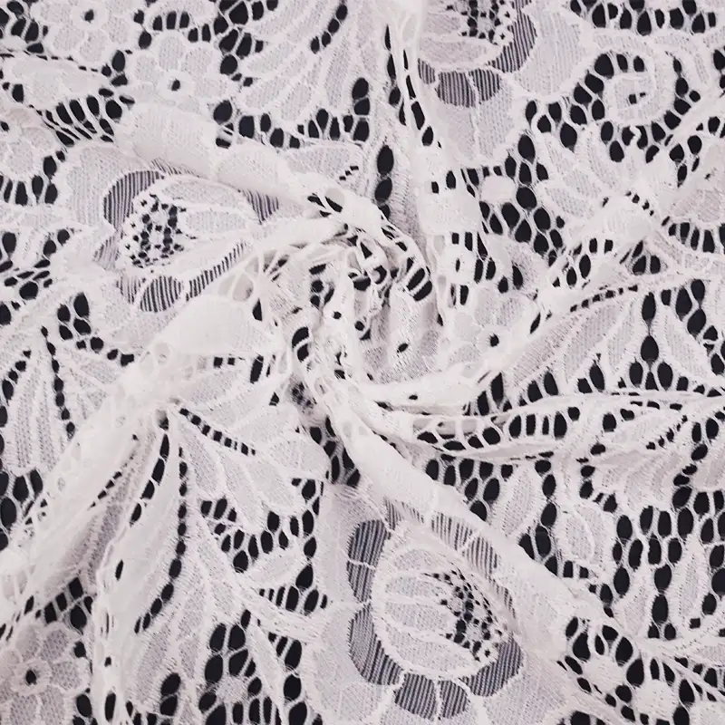 China Fabric for Blouse,Skirt,Shirt Long Sleeve Button ,Polo T-shirt ,Dresses (Cardigan Button)  Lace Knit Fabric Nylon Spandex white color buy from China wholesaler bulk order at wholesale price free worldwide shipping Alibaba