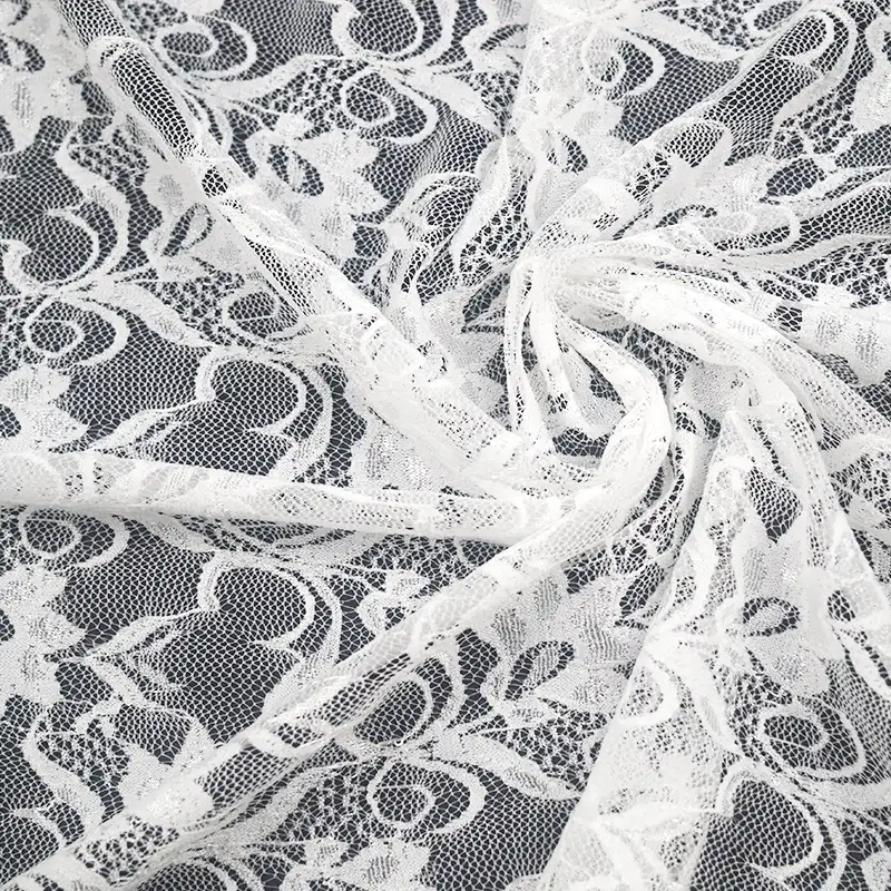 China Fabric for Blouse,Skirt,Shirt Long Sleeve Button ,Dresses (Cardigan Button) ,Skirt  Lace Knit Fabric Nylon Spandex white color buy from China wholesaler bulk order at wholesale price free worldwide shipping Alibaba