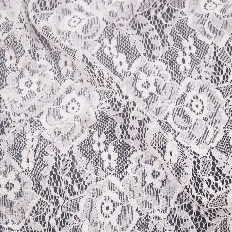 China Fabric for Blouse,Skirt,Shirt Long Sleeve Button ,Dresses (Cardigan Button)  Lace Knit Fabric Nylon Spandex white color buy from China wholesaler bulk order at wholesale price free worldwide shipping Alibaba