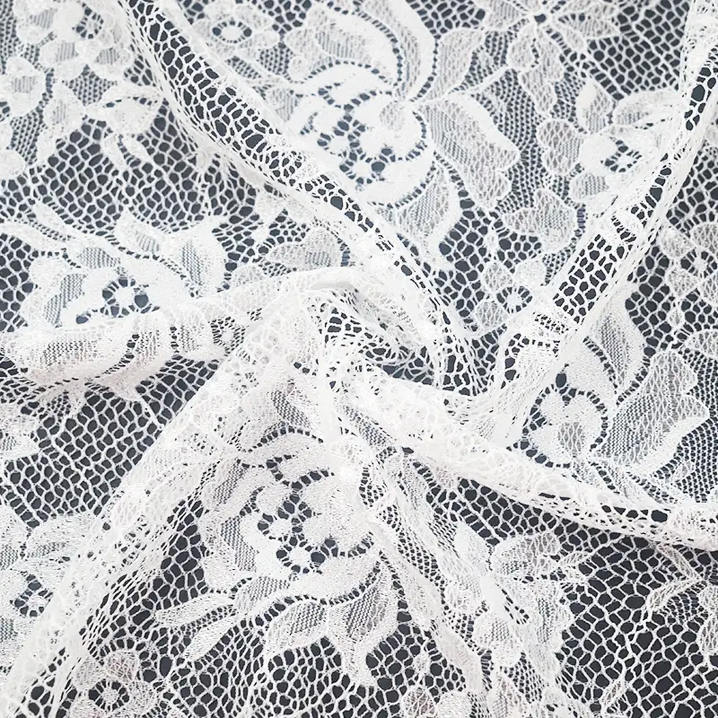 China Fabric for Blouse,Skirt,Shirt Long Sleeve Button ,Skirt  Lace Knit Fabric Nylon Polyester white color buy from China wholesaler bulk order at wholesale price free worldwide shipping Alibaba