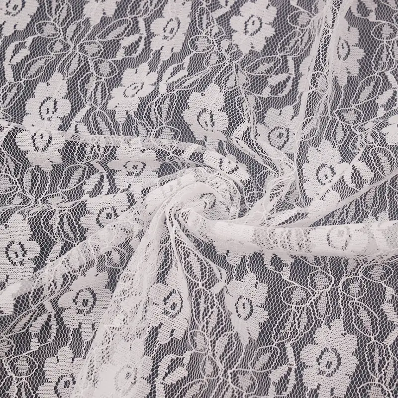 China Fabric for Blouse,Skirt,Shirt Long Sleeve Button ,Skirt  Lace Knit Fabric Nylon Spandex white color buy from China wholesaler bulk order at wholesale price free worldwide shipping Alibaba