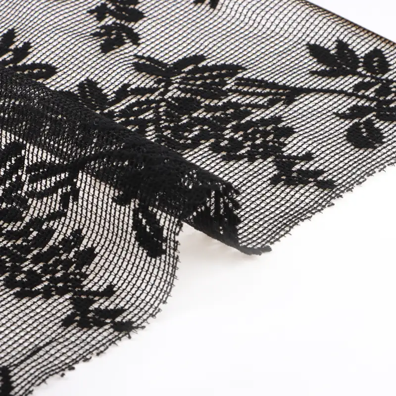 China Fabric for Crop Top,Skirt  Lace Knit Fabric Polyester BLACK color buy from China wholesaler bulk order at wholesale price free worldwide shipping Alibaba