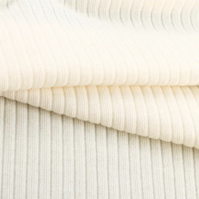 China Fabric for Crop Top,T-shirt ,Polo T-shirt  Rib Knit Fabric Acrylic Wool Spandex cream-coloured color buy from China wholesaler bulk order at wholesale price free worldwide shipping Alibaba