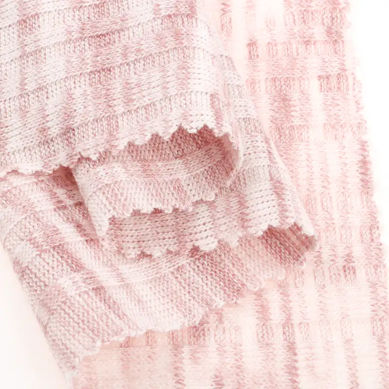 China Fabric for Crop Top,Hoodie,Full-Zipper Cardigan ,Half-Zipper Cardigan ,Loungewear Rib Knit Fabric Polyester Viscose Spandex light pink color buy from China wholesaler bulk order at wholesale price free worldwide shipping Alibaba