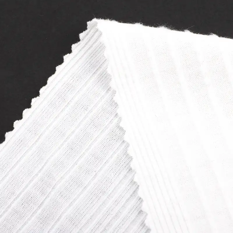 China Fabric for Crop Top,Skirt  Rib Knit Fabric Polyester Spandex white color buy from China wholesaler bulk order at wholesale price free worldwide shipping Alibaba