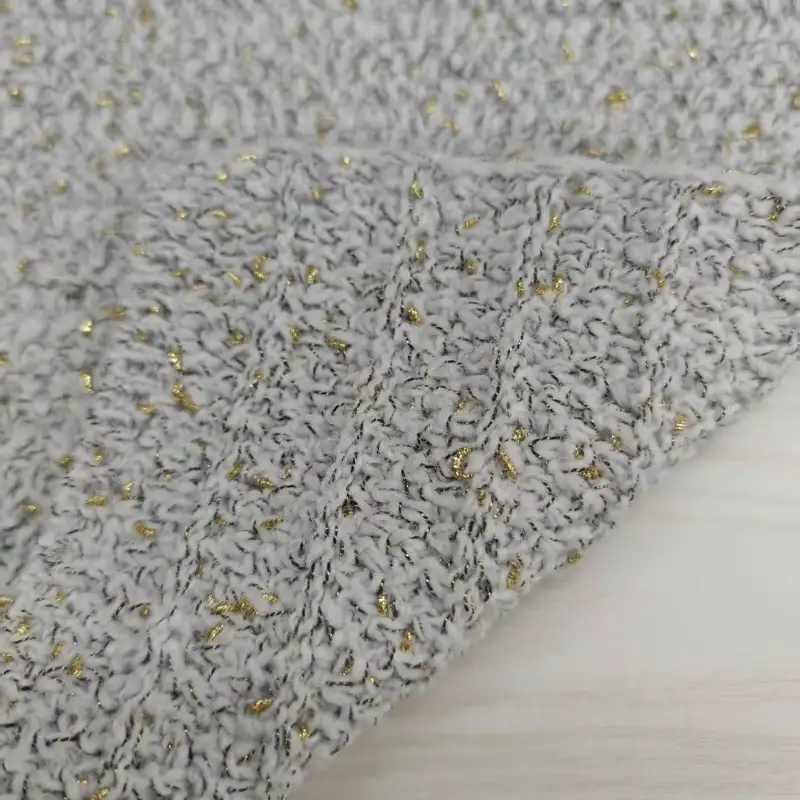 China Yarn for Hoodie,Open Cardigan (Sweater),Crop Top Pullover (Sweater) Knot Yarn Fancy Yarn Recycled Polyester METALLIC GOLD White, black, golden color buy from China wholesaler bulk order at wholesale price free worldwide shipping Alibaba