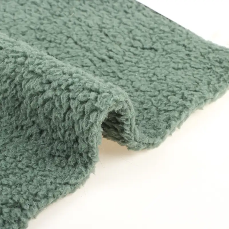 China Fabric for Overcoat,Loungewear Double-side fleece Knit Fabric Polyester green color buy from China wholesaler bulk order at wholesale price free worldwide shipping Alibaba