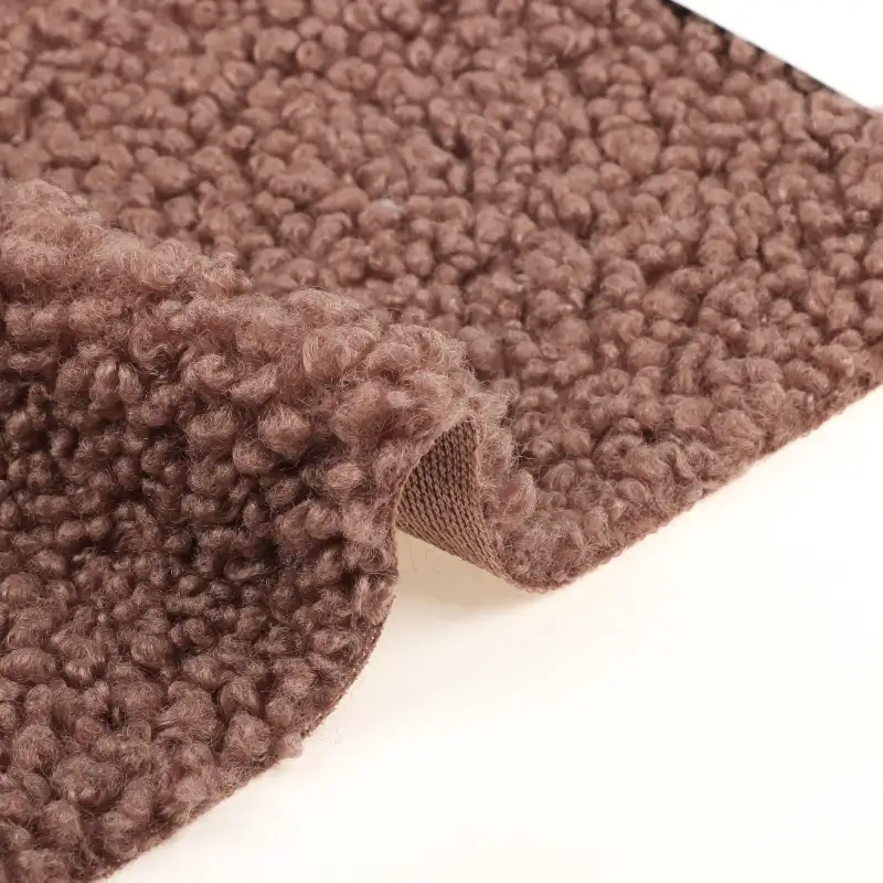 China Fabric for Jackets,Overcoat Teddy Knit Fabric Polyester Coffee color buy from China wholesaler bulk order at wholesale price free worldwide shipping Alibaba