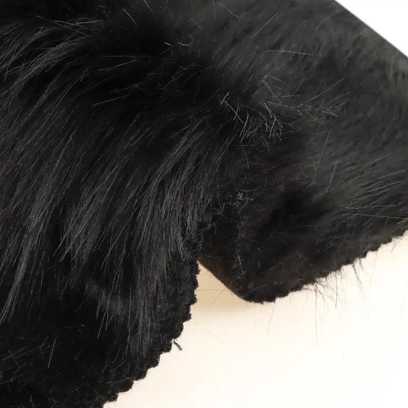 China Fabric for Padded Jacket,Overcoat Fake Fur Knit Fabric Polyester Black color buy from China wholesaler bulk order at wholesale price free worldwide shipping Alibaba