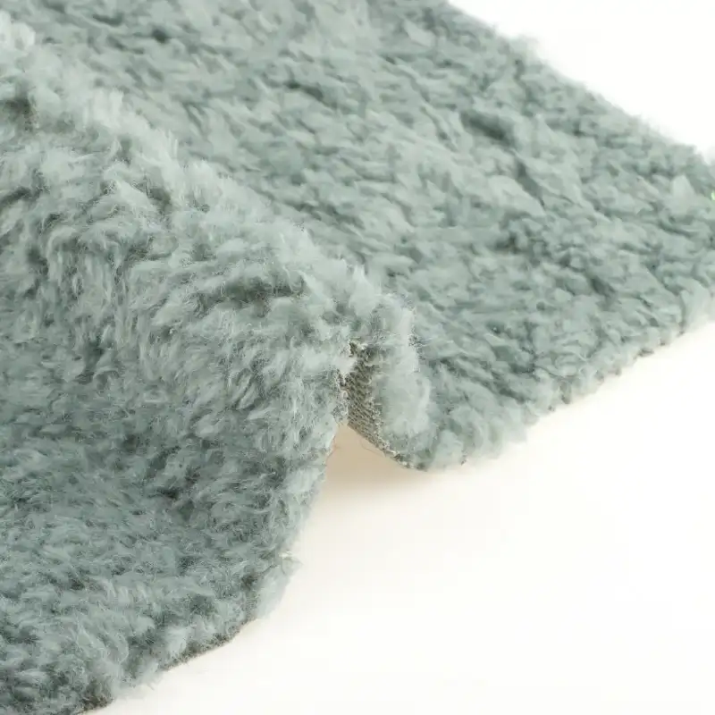 China Fabric for Jackets Teddy Knit Fabric Polyester Green color buy from China wholesaler bulk order at wholesale price free worldwide shipping Alibaba