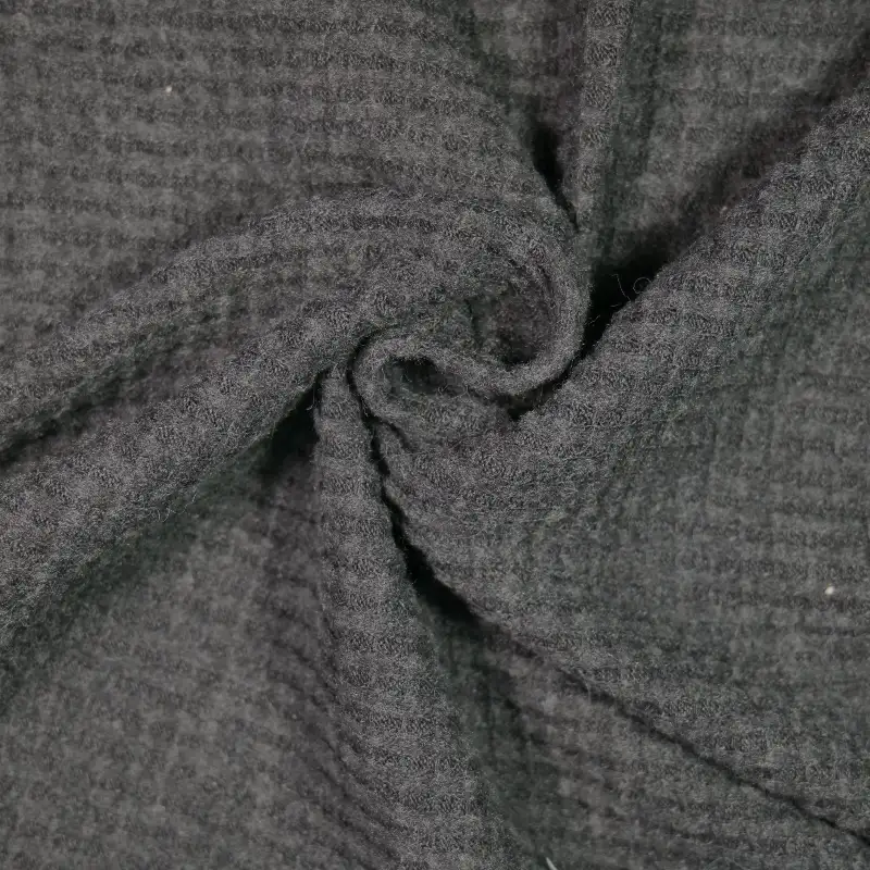 China Fabric for Trench Coat,Open Waistcoat,Bubble-Sleeve Crop Top,Long Sleeve Base Layer Top Waffle Knit Fabric Cotton Polyester black color buy from China wholesaler bulk order at wholesale price free worldwide shipping Alibaba