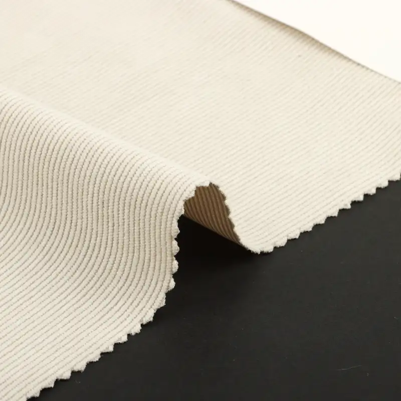 China Fabric for Pants,Jackets,Blazer,Hoodie knitted Corduroy Knit Fabric Polyester Beige color buy from China wholesaler bulk order at wholesale price free worldwide shipping Alibaba