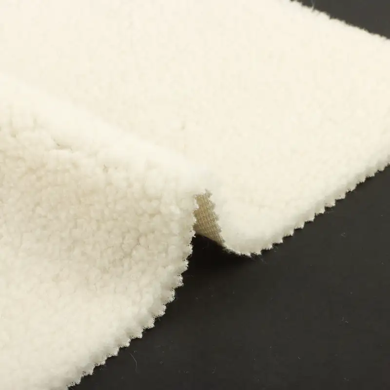 China Fabric for Jackets,Hoodie,Overcoat Sherpa Knit Fabric Polyester cream color buy from China wholesaler bulk order at wholesale price free worldwide shipping Alibaba