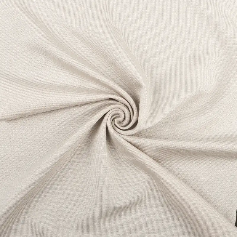 China Fabric for T-Shirt,Ladies Vest (Sweater),Open Cardigan (Sweater),Round Neck Pullover (Sweater),Skirt (Sweater) Single Jersey Knit Fabric Rayon Spandex Beige color buy from China wholesaler bulk order at wholesale price free worldwide shipping Alibaba