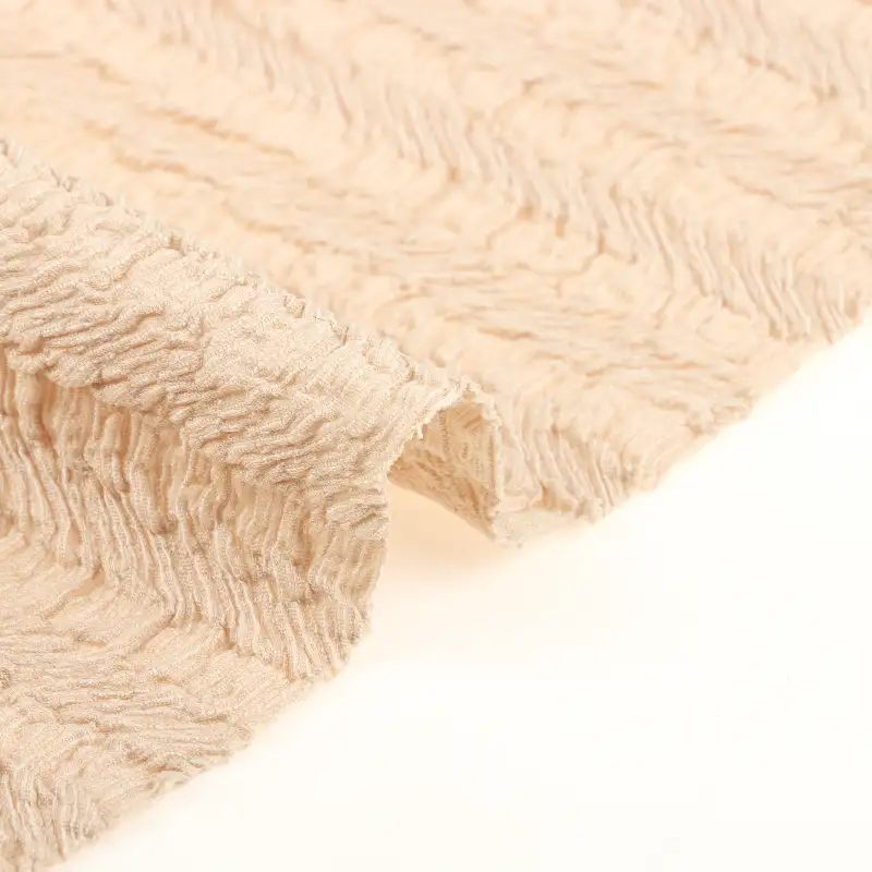 China Fabric for Skirt,Crop Top Pullover (Sweater) Jacquard Knit Fabric Polyester Spandex Khaki color buy from China wholesaler bulk order at wholesale price free worldwide shipping Alibaba
