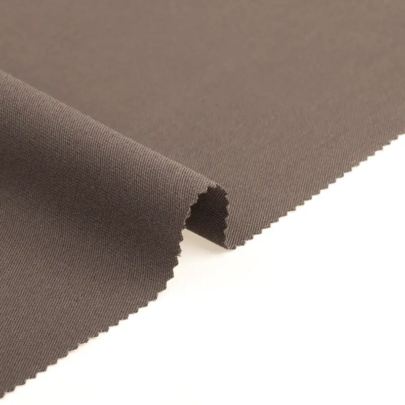 China Fabric for Shirt,Pants,Suit Trouser,Blazer,Shorts,Overcoat,Suit,Skirt (Sweater),Jump suit,Waist coat Twill Woven Blended Fabric Polyester Rayon Spandex Brown color buy from China wholesaler bulk order at wholesale price free worldwide shipping Alibaba