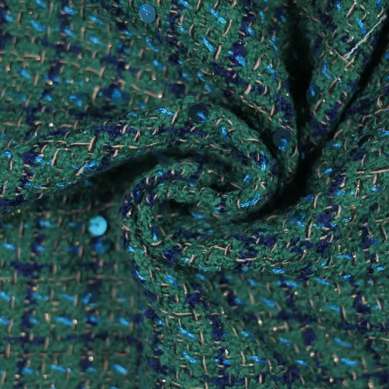 China Fabric for Jackets,Skirt,Trench Coat Chanel-Style Fabric Woolen Polyester green color buy from China wholesaler bulk order at wholesale price free worldwide shipping Alibaba