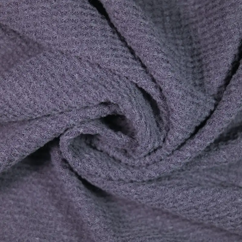 China Fabric for Waist coat,Long Sleeve Base Layer Top,Ruched Cuffs Big Collar Top,Womens Crop Top and Midi Skirt Set Waffle Knit Fabric Polyester Spandex grey purple color buy from China wholesaler bulk order at wholesale price free worldwide shipping Alibaba
