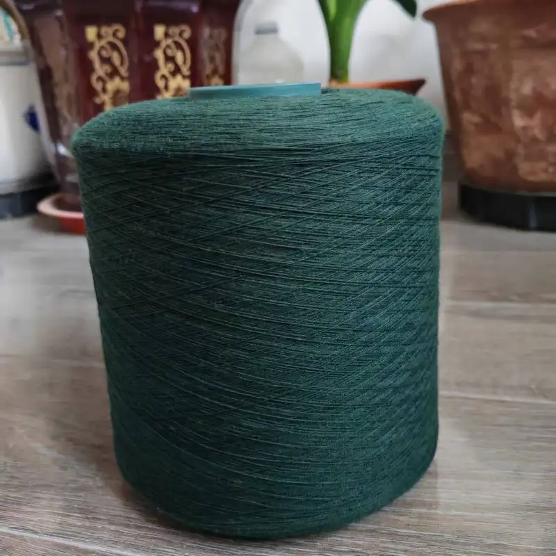 China Yarn for Open Cardigan (Sweater),Full-Zipper Cardigan (Sweater),Half-Zipper Cardigan (Sweater) Ring Spun Regular Yarn Cotton Recycled Polyester green color buy from China wholesaler bulk order at wholesale price free worldwide shipping Alibaba