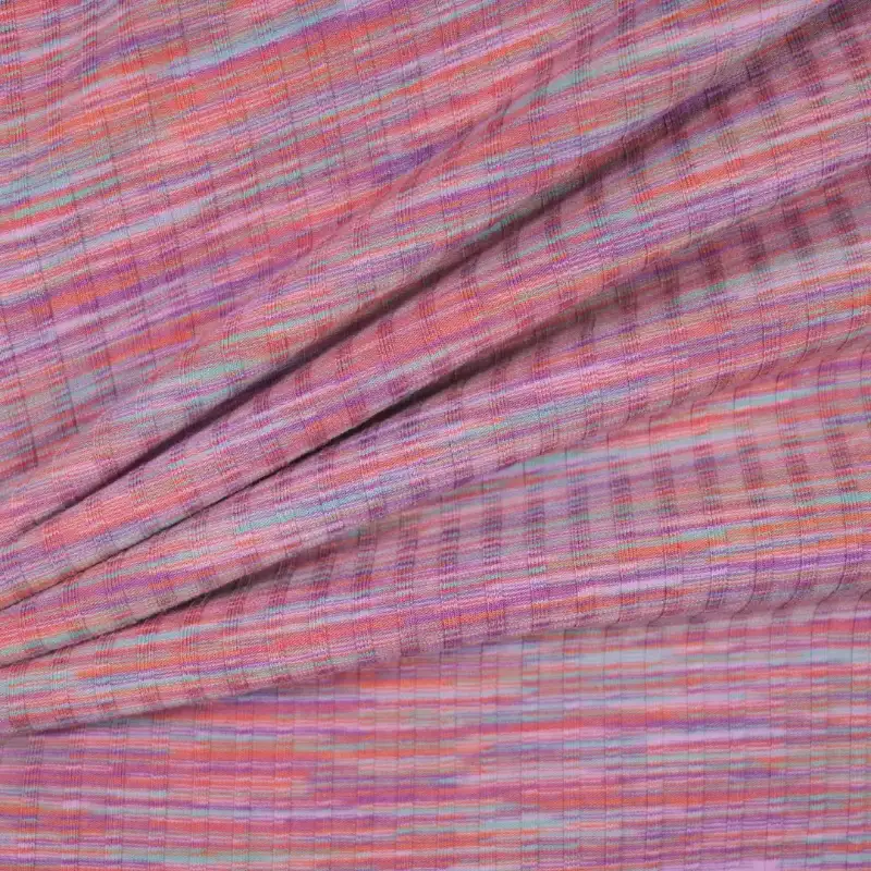 China Fabric for T-Shirt,Jogger,Ruffle Shirt Dress,Strap Midi Dress Rib Knit Fabric Cotton Polyester Elastane Pink color buy from China wholesaler bulk order at wholesale price free worldwide shipping Alibaba