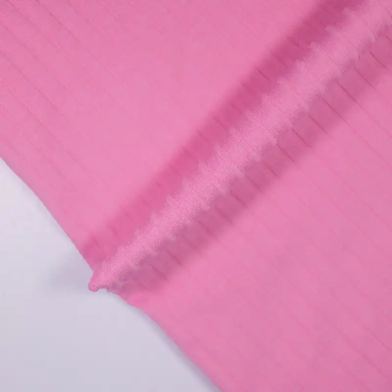 China Fabric for T-Shirt,Jogger,Ruffle Shirt Dress,Strap Midi Dress,Ladies V-Neck Waist-Tie Vest Rib Knit Fabric Cotton Polyester Elastane PINK color buy from China wholesaler bulk order at wholesale price free worldwide shipping Alibaba