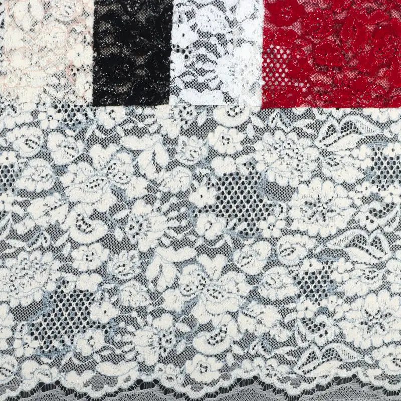 China Fabric for Crop Top,Lingerie,Skirt,Shorts Lace Knit Fabric Nylon Polyester white、black、blue and Light peach、pink and Light peach、date red color buy from China wholesaler bulk order at wholesale price free worldwide shipping Alibaba