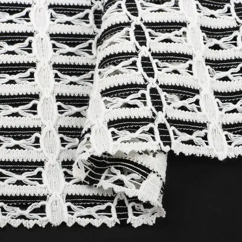 China Fabric for Blouse Lace Knit Fabric Polyester Cotton black/white color buy from China wholesaler bulk order at wholesale price free worldwide shipping Alibaba