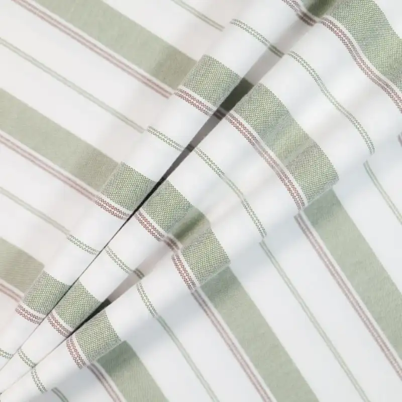 China Fabric for Shirt,Backless Beach Dress Yarn Dyed Stripe Woven Blended Fabric Cotton Polyester green color buy from China wholesaler bulk order at wholesale price free worldwide shipping Alibaba