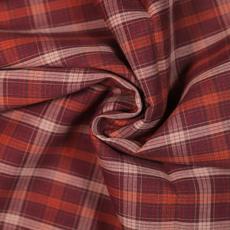 China Fabric for Shirt,Big Pockets Shirt Dress,Girls Ruffled Square-Collar Fitted Shirt Yarn Dyed Check Natural Woven Fabric Cotton RED color buy from China wholesaler bulk order at wholesale price free worldwide shipping Alibaba