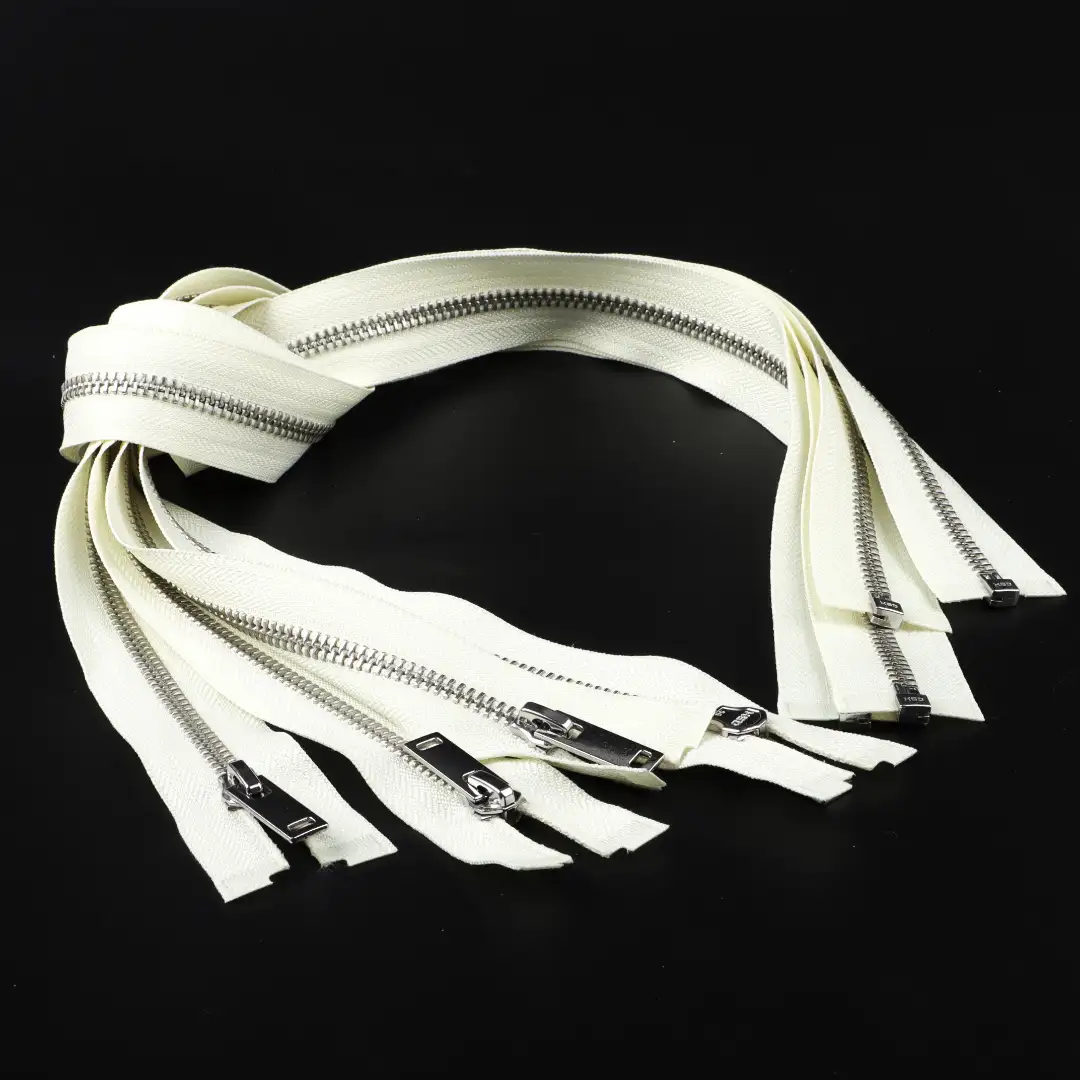 Cream Open Metal Zippers Zipper for Overcoat buy garments accessories in bulk from China wholesaler at wholesale price free worldwide shipping Alibaba