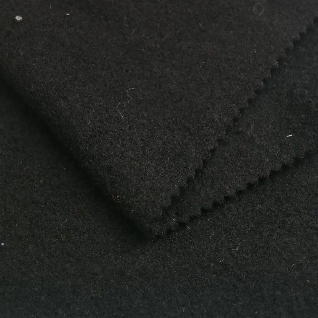 China Fabric for Overcoat Fleece Knit Fabric Wool Polyester Black color buy from China wholesaler bulk order at wholesale price free worldwide shipping Alibaba