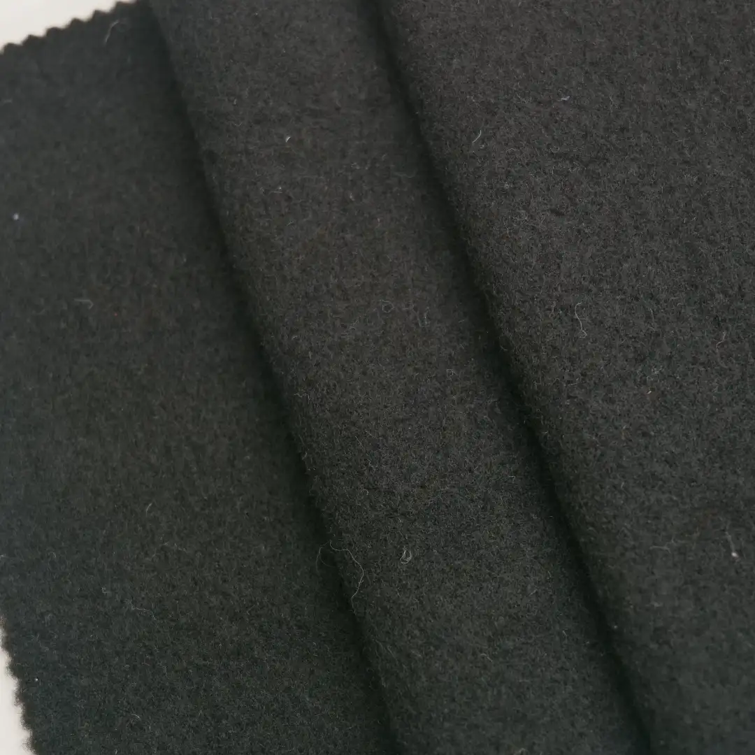 China Fabric for Overcoat Fleece Knit Fabric Wool Polyester Black color buy from China wholesaler bulk order at wholesale price free worldwide shipping Alibaba