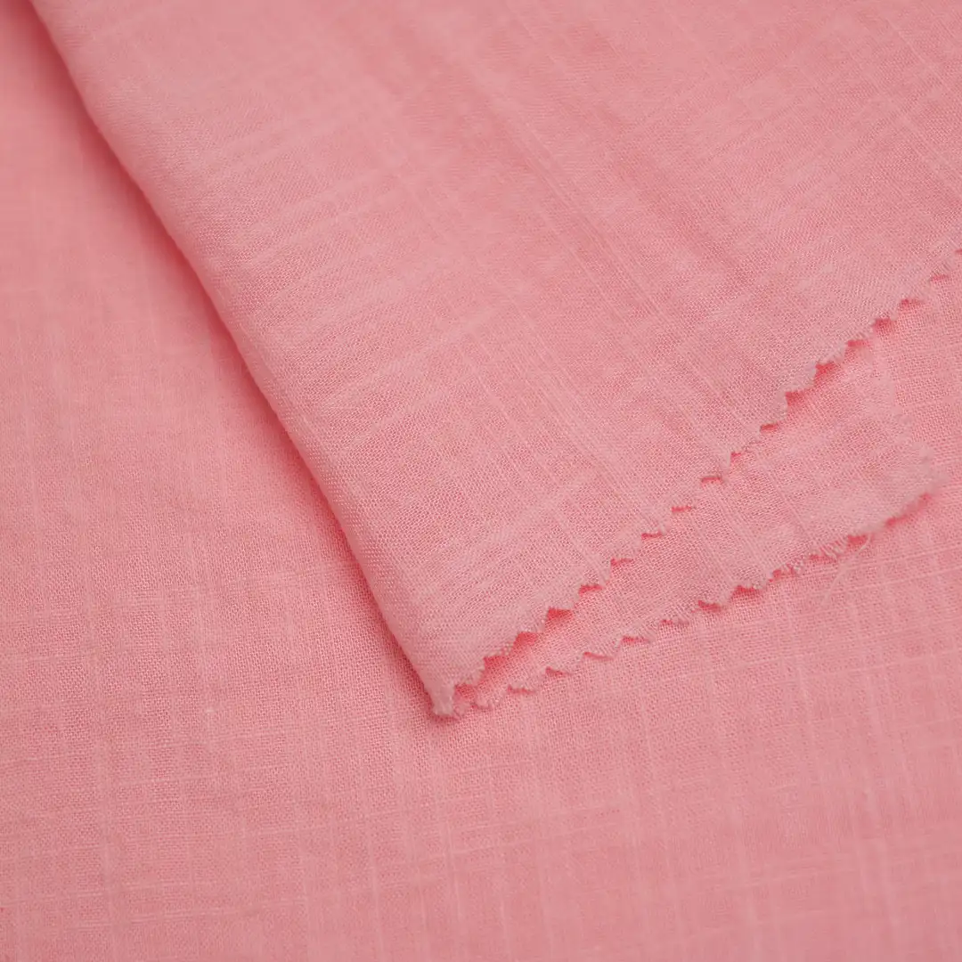 China Fabric for Blouse Cotton/Rayon Plain Woven Blended Fabric Cotton Rayon Pink color buy from China wholesaler bulk order at wholesale price free worldwide shipping Alibaba