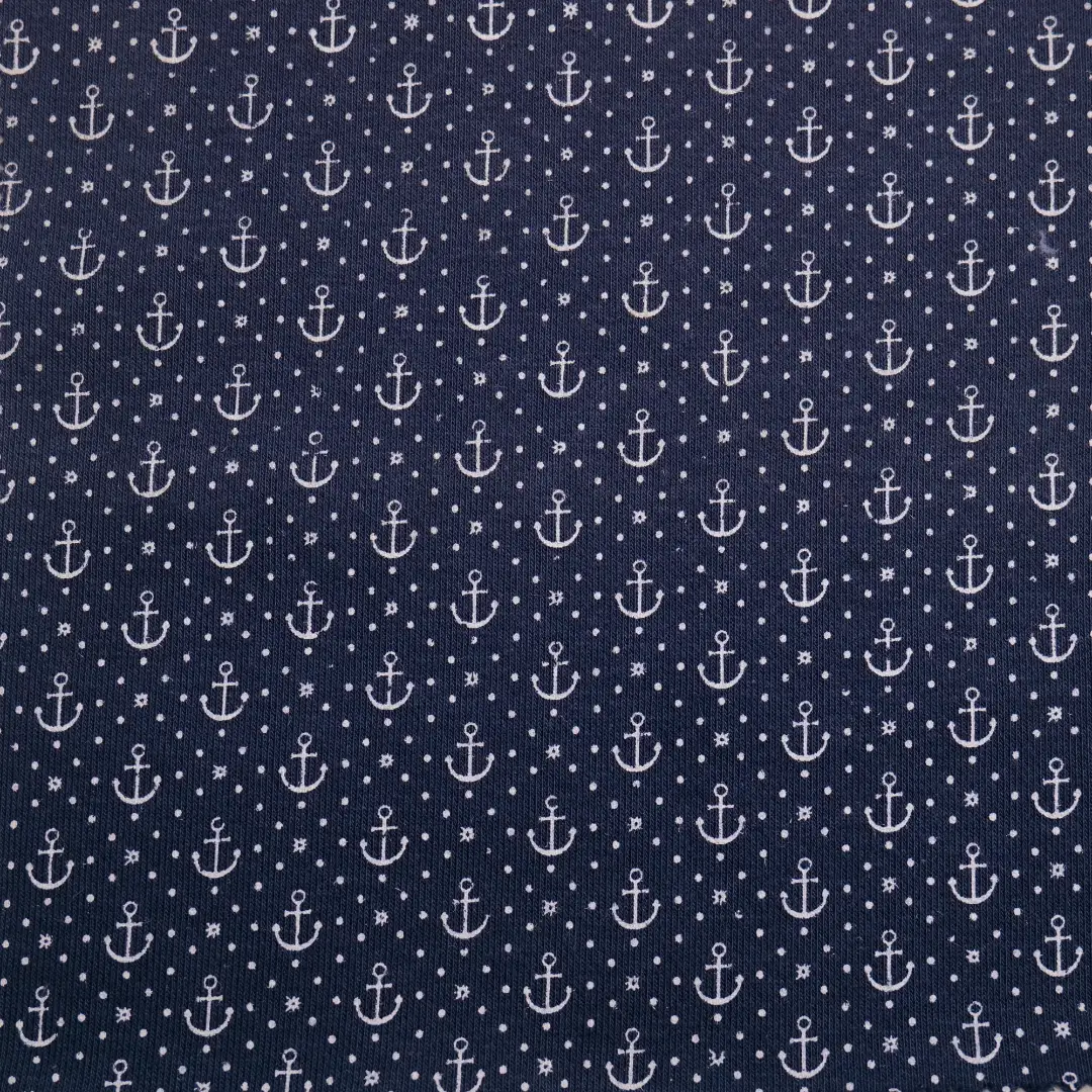 China Fabric for Hoodie,Sweatshirt Fleece Knit Fabric Cotton Polyester Navy with White Print color buy from China wholesaler bulk order at wholesale price free worldwide shipping Alibaba