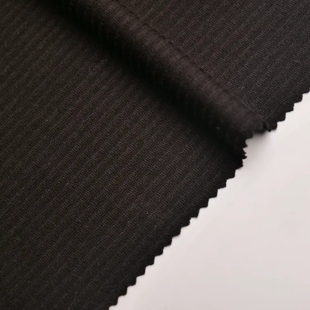 China Fabric for T-shirt (Sweater),Polo T-shirt (Sweater) Rib Knit Fabric Polyester Spandex Black color buy from China wholesaler bulk order at wholesale price free worldwide shipping Alibaba