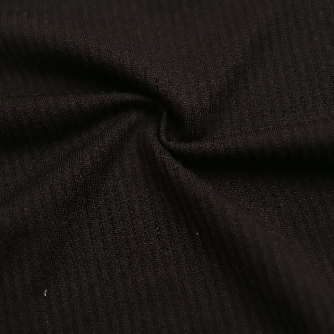 China Fabric for T-shirt (Sweater),Polo T-shirt (Sweater) Rib Knit Fabric Polyester Spandex Black color buy from China wholesaler bulk order at wholesale price free worldwide shipping Alibaba