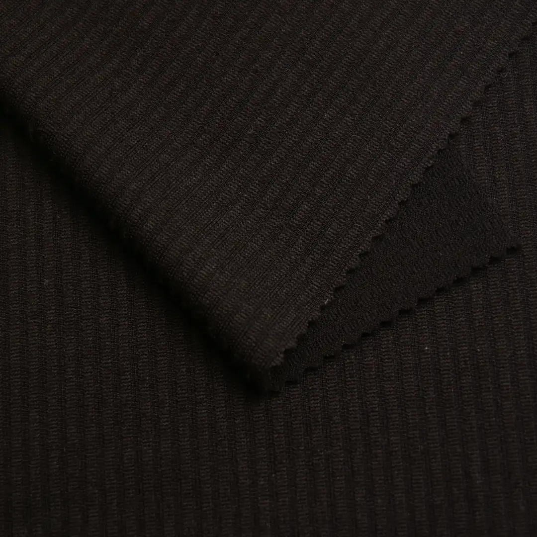 China Fabric for T-shirt (Sweater),Polo T-shirt (Sweater) Rib Knit Fabric Polyester Spandex Black color buy from China wholesaler bulk order at wholesale price free worldwide shipping Alibaba