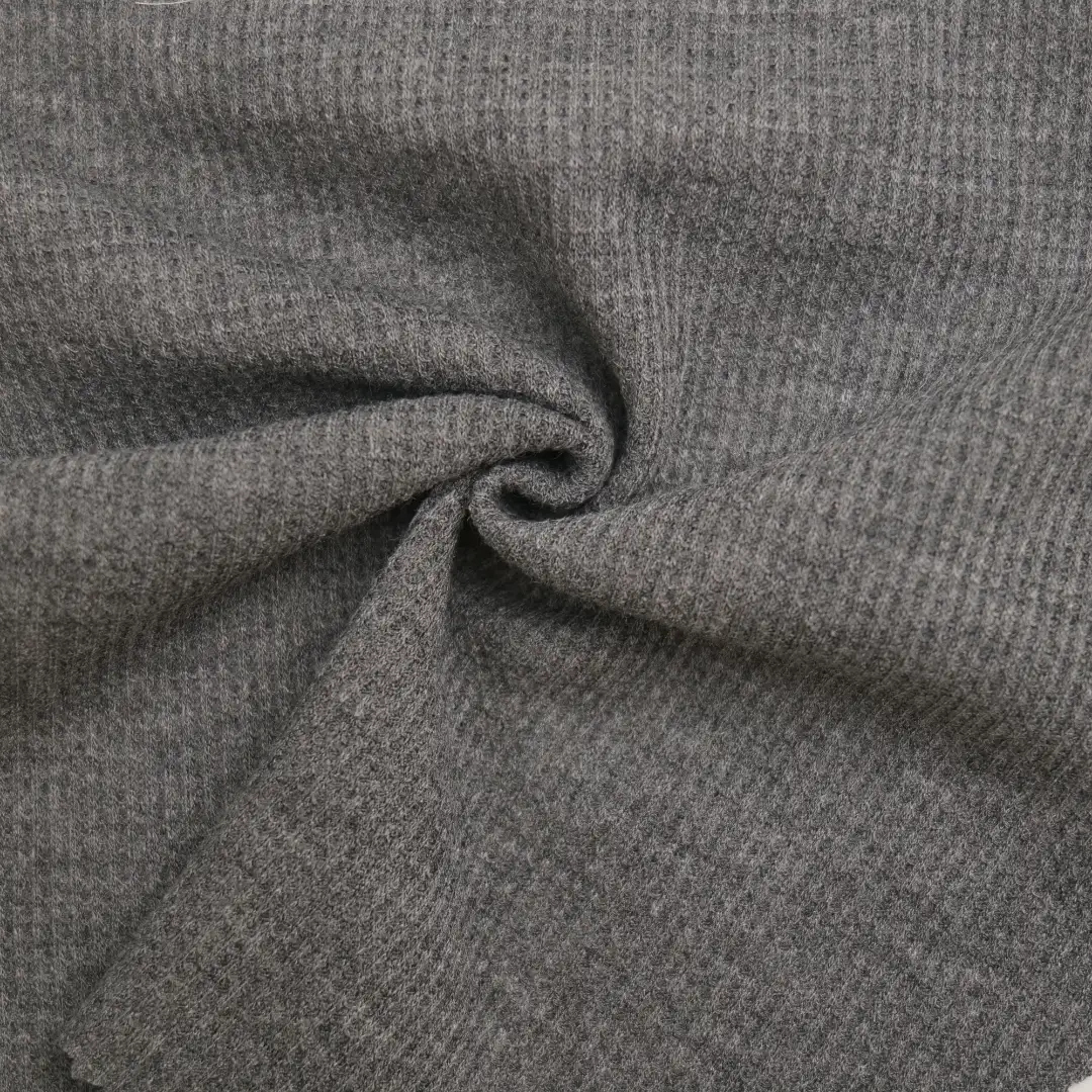 China Fabric for Hoodie,Pajamas,Loungewear Waffle Knit Fabric Polyester Rayon Spandex Melange Color color buy from China wholesaler bulk order at wholesale price free worldwide shipping Alibaba