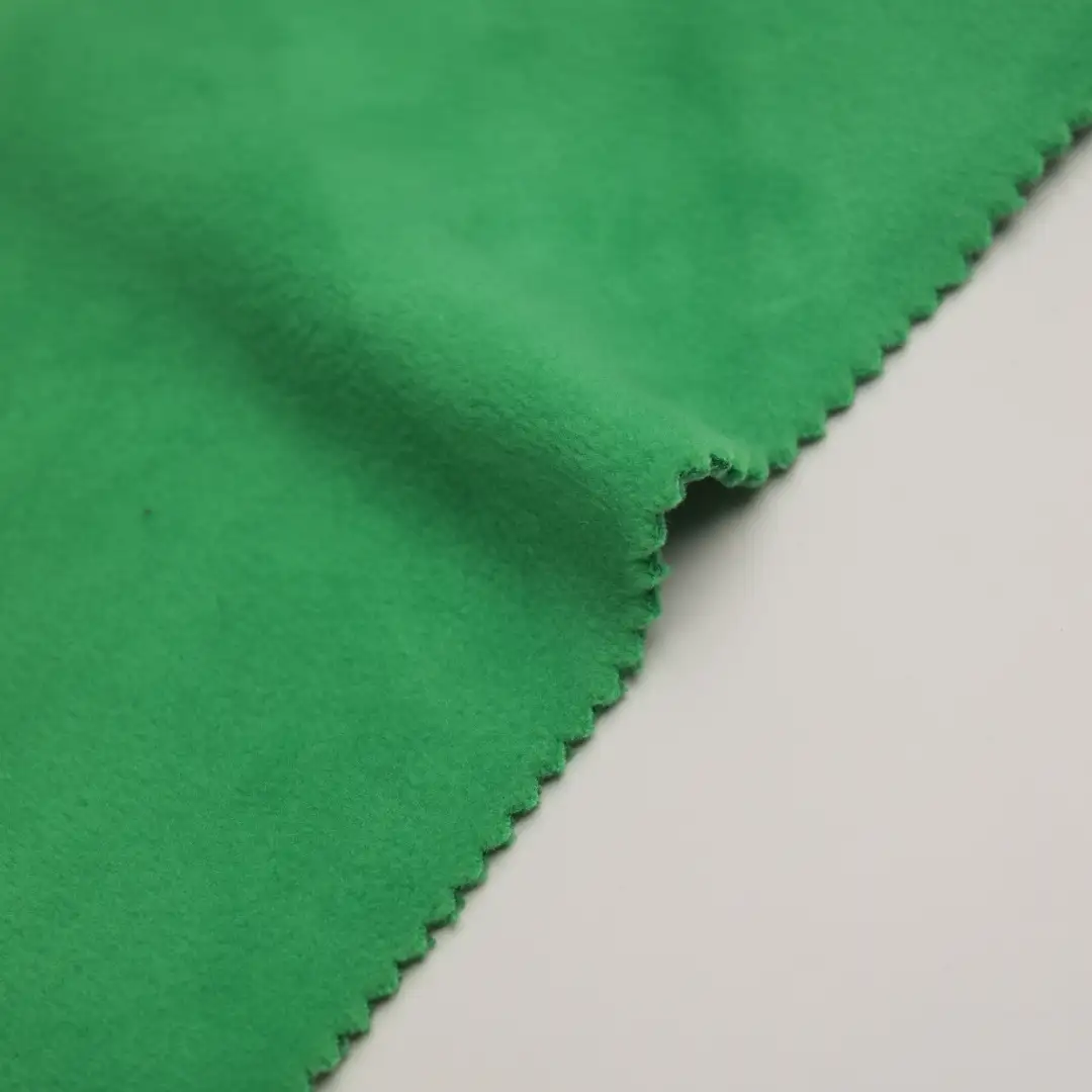 China Fabric for Overcoat,Hoodie  (Sweater),Loungewear Fleece Knit Fabric Polyester Spandex Green color buy from China wholesaler bulk order at wholesale price free worldwide shipping Alibaba