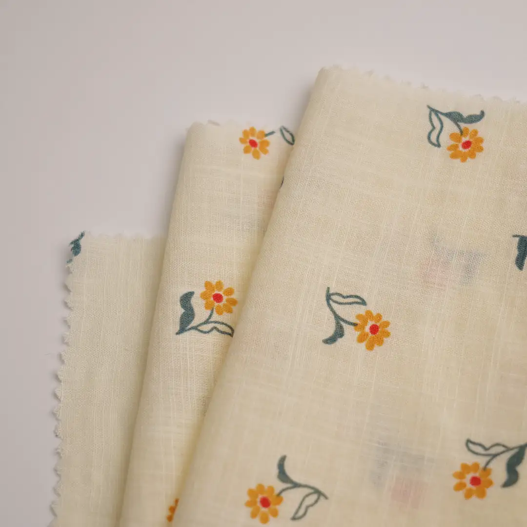 China Fabric for Blouse,Shirt Long Sleeve Button (Sweater),Dresses (Pullover) (Sweater) Cotton Crepe Natural Woven Fabric Cotton Rayon Yellow Print color buy from China wholesaler bulk order at wholesale price free worldwide shipping Alibaba