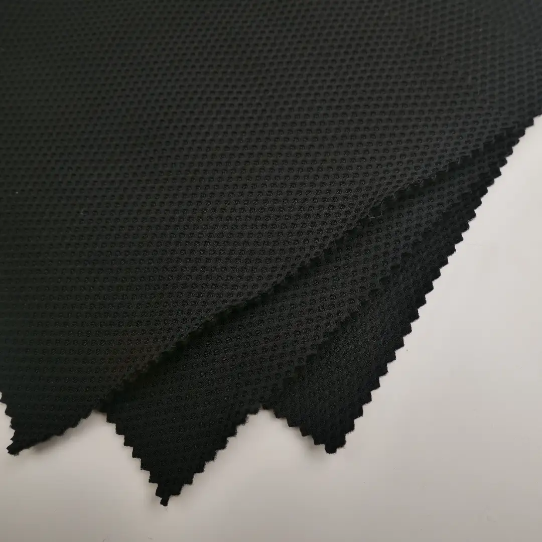 China Fabric for Jackets,Bomber jacket Mesh Knit Fabric Polyester Spandex Black color buy from China wholesaler bulk order at wholesale price free worldwide shipping Alibaba